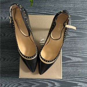 Black and Mesh Ankle strap Heels